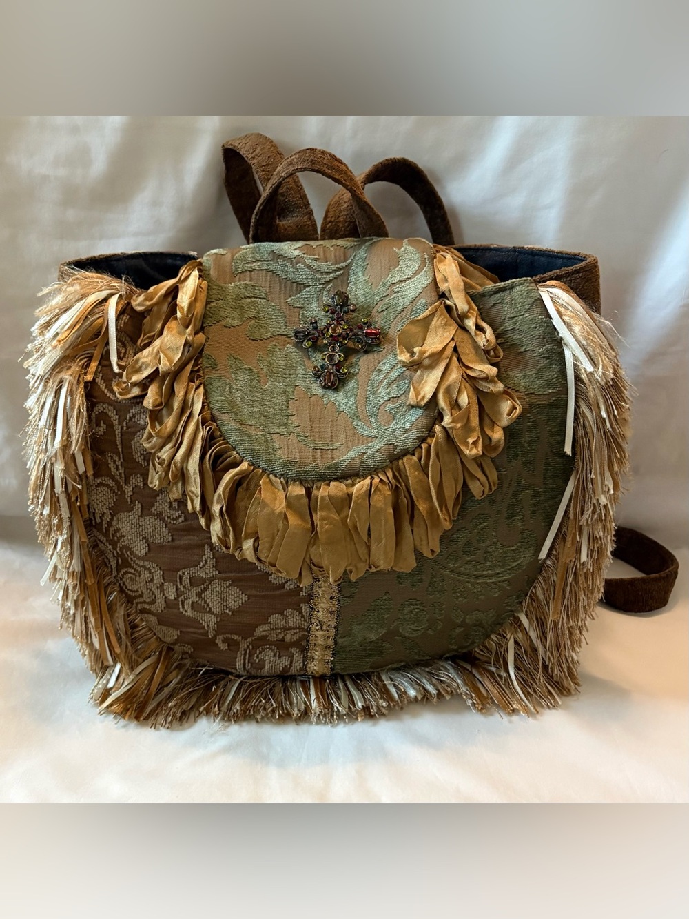 Upcycled Fabric Women’s Backpack Made From thrifted Fabrics.